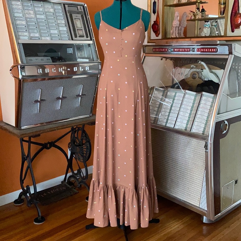 Bright & Beautiful Rose Nutmeg Maxi Dress EUC